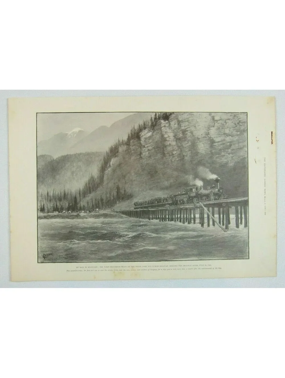 Antique 1899 Print By Rail to Klondike First Excursion-Train White Pass & Yukon